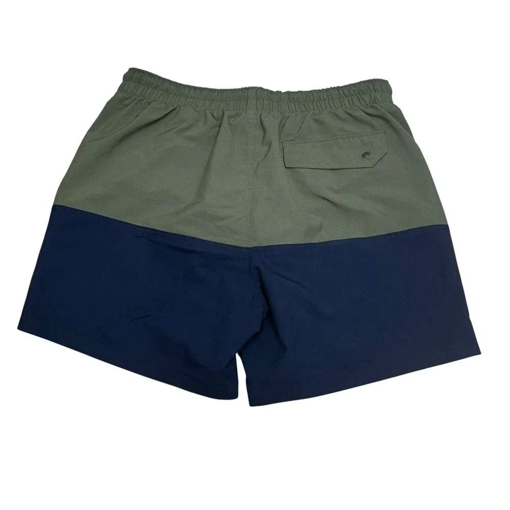 Duluth Trading Co Swim Trunks Mens Size Large Colorblock Pockets Mesh Lined